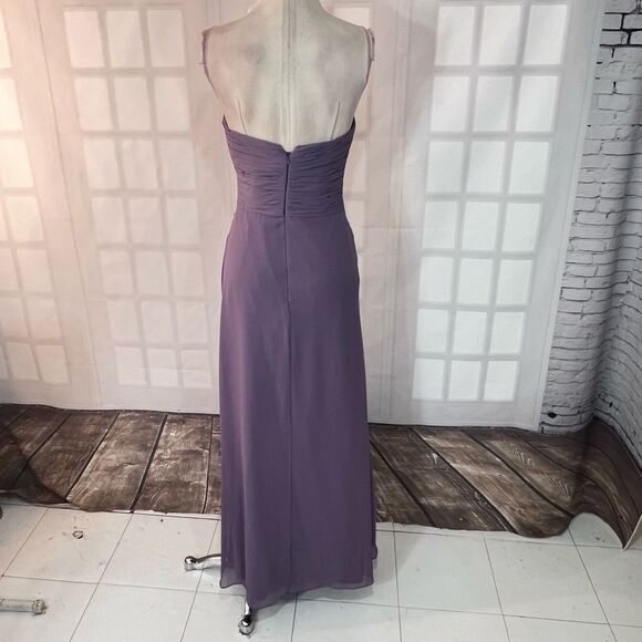 Bill Levkoff Purple Strapless Sweetheart Neck Pleated Bridesmaid Dress Size 6 - Picture 5 of 8
